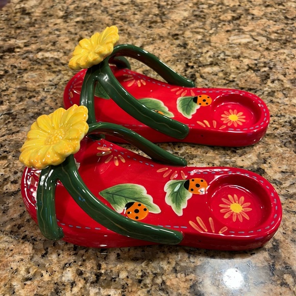 Flip flop tealight/small candle holders set of 2 - Picture 2 of 3